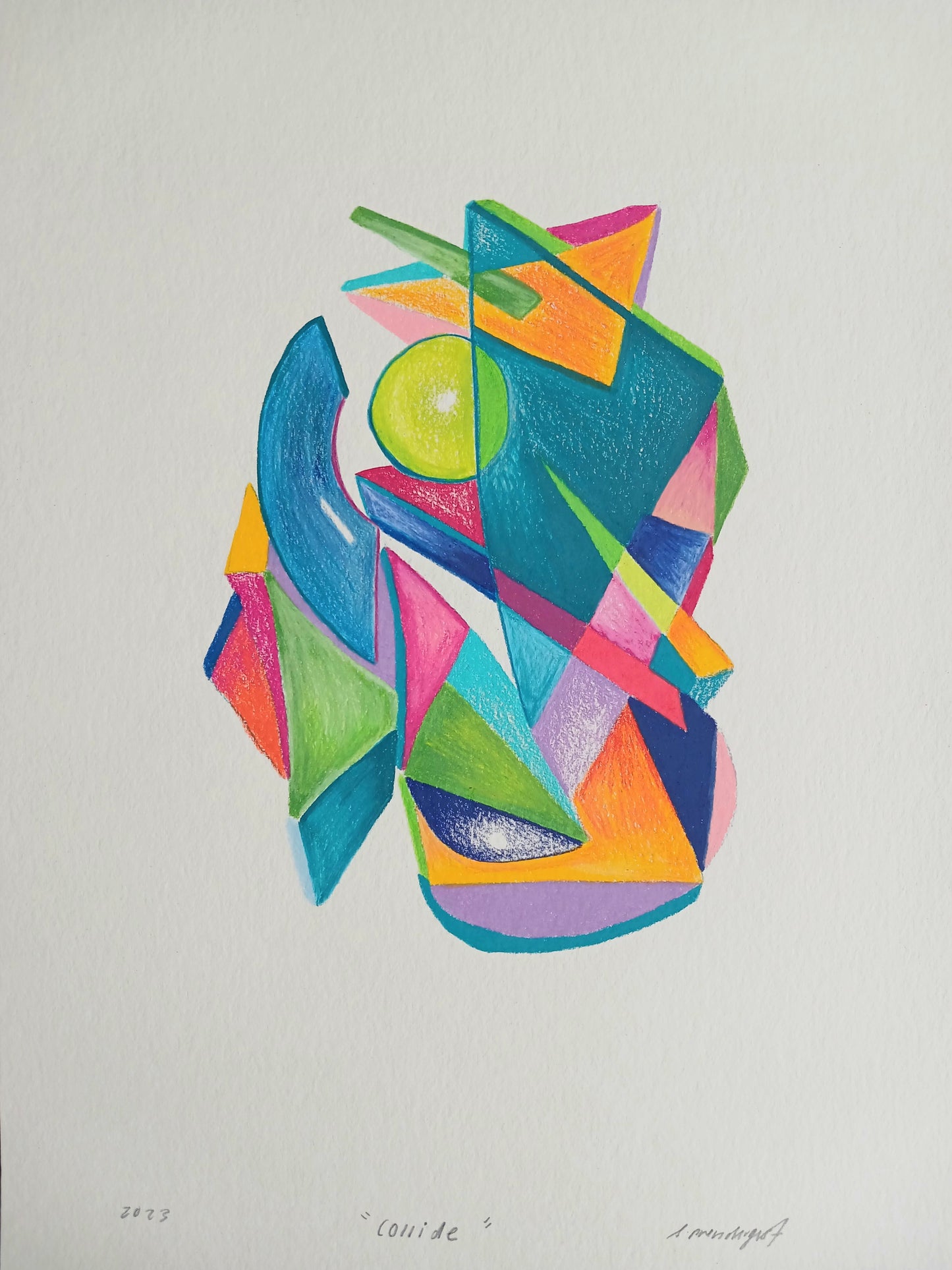 A3 framed original drawing "Collide"