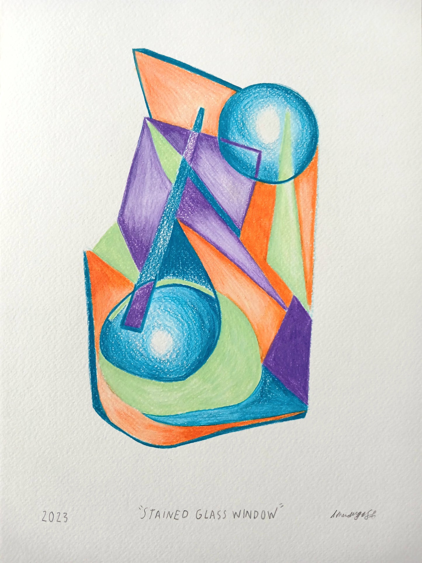 A4 framed original drawing " Stained Glass Window"
