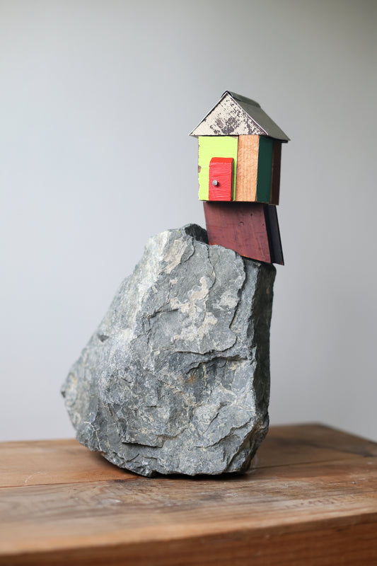 The Green And Blue House With The Red Door-AVAILABLE AT BLACK SHED ART SPACE